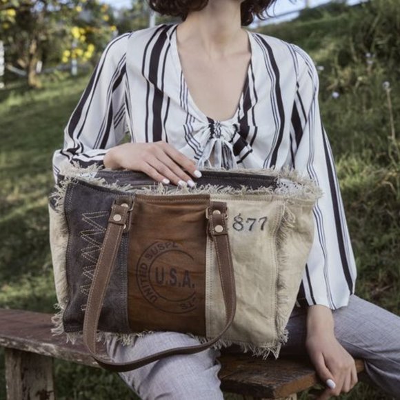 Myra Bag Resplendent Tote Up-cycled Canvas Handbag - Picture 4 of 9